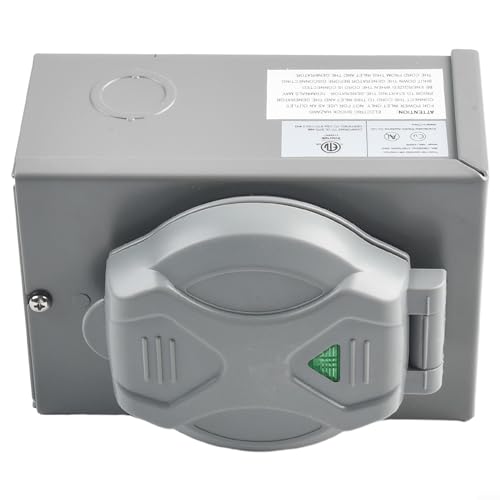 Mictuning für 30 A Generator-Stromeingangsbox, NEMA L14 für 30P, 7500 W max, grüne Kontrollleuchte, wetterfest (30A-4 Zinken) von HEIBTENY