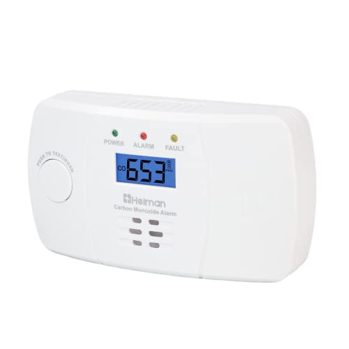 HEIMAN CO Melder mit digitaler LCD-Anzeige, CO Alarm 10-Jahren Lebensdauer,Kohlenmonoxidmelder BSI Zertifiziert nach EN 50291,Batterie austauschbar von HEIMAN