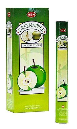Hem Grüner Apfel Räucherstäbchen, in sechseckiger Verpackung, 6 Packungen à 20 Stäbchen = 120 Stäbchen, von Makbros von HEM
