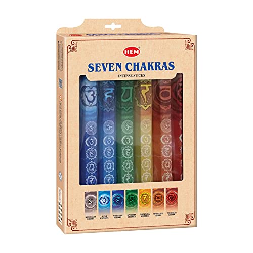 Hem Seven Chakras, 7 Chakren Räucherstäbchen, 7x20 Sticks (140 Stück), 23cm, Brenndauer 40min von HEM