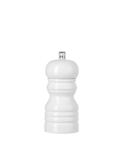 HENDI Salzmühle, glänzend, Salzstreuer, mit Keramik-Mahlwerk, einstellbar, 50x(H)113mm, Holz, Weiß von HENDI