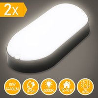 2x led Feuchtraumleuchte Deckenleuchten Ovalleuchte IP54 Garage 15W Weiß Badlampe Lamp Bürolamp - Hengda von HENGDA