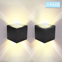 Led Wandleuchte Wandbeleuchtung Deko IP65 Wandlampe Außen Treppen Innen 7W Schwarz Warmweiß 2 Stück - Hengda von HENGDA