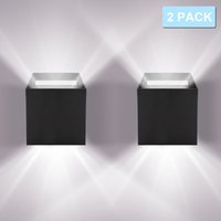 Led Wandleuchte Wandleuchten IP65 Wohnzimmer Flurlampe Treppen Wandlampe Außen Deko 12W Schwarz Kaltweiß 2 Stück - Schwarz - Hengda von HENGDA