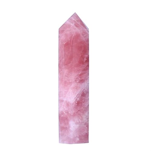 Quarzdekoration, 1 Stück, natürlich, Rosa, Minaret-Kristall, Rosenquarz, Stiel, geeignet für die Dekoration HEPBAK (Größe: 6-7 cm) von HEPBAK