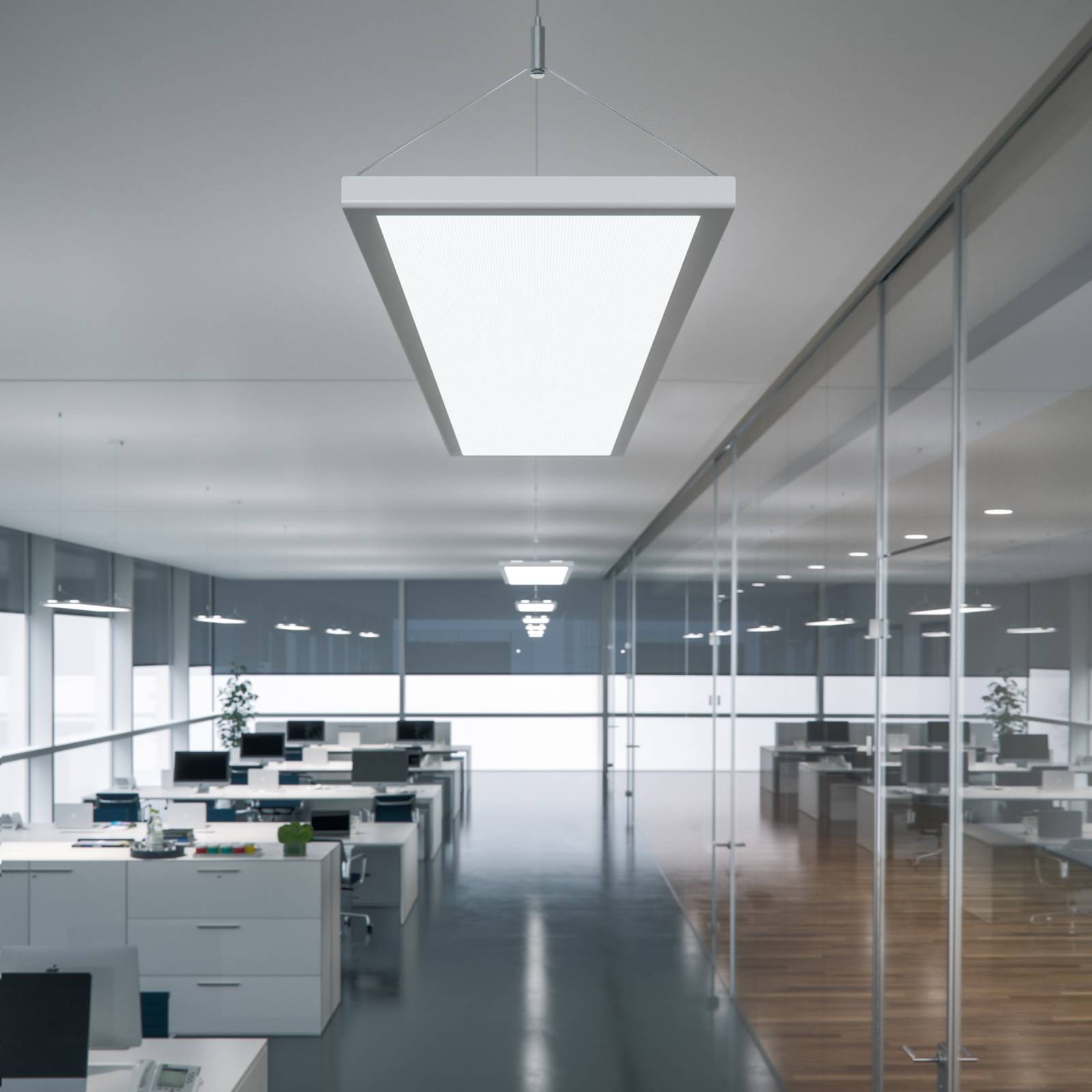 LED-Hängeleuchte IDOO für Büros 49W, silber von Waldmann