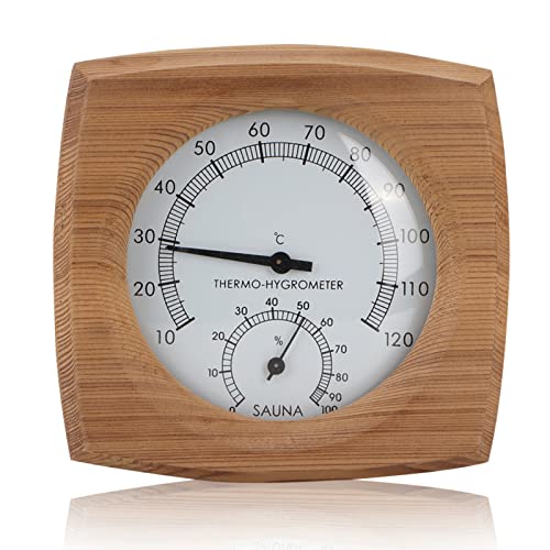 Sauna Thermometer Hygrometer Holz Dampfsauna-Thermometer, 2 in 1 Indoor-Holz-Sauna-Hygrothermograph-Thermometer-Wandthermometer Saunazubehör für Hotel-Saunaraum von HERCHR