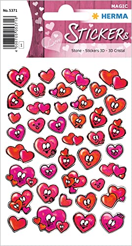 HERMA 5371 Aufkleber Herzen Rot Rosa klein mini, 42 Stück, 3D Herz Sticker, selbstklebend, Etiketten für Valentinstag Liebe Hochzeit Geburtstag Scrapbooking Dekoration Geschenk Briefe DIY Basteln von HERMA