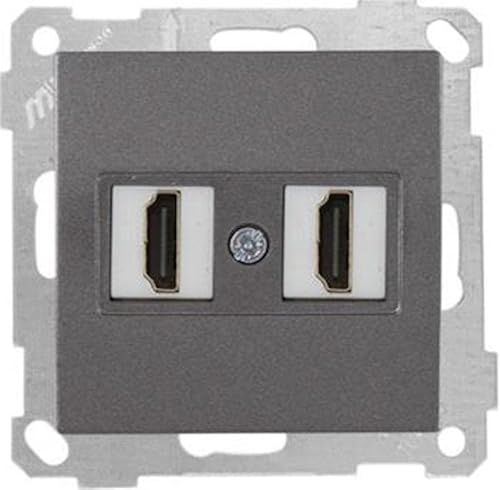 Mutlusan Candela - 2 fach HDMI Dose Steckdose · Anthrazit/Grau/Dunkelgrau · Einbau, Unterputz, UP, Wandeinbau, Schrank, Tisch von HERRY24 Your Project Partner