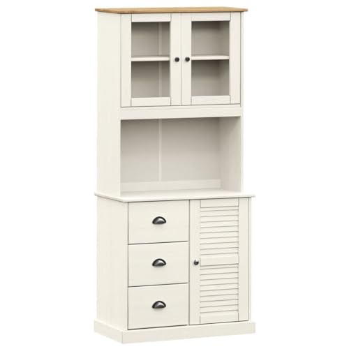 HETFTJN Landhausstil Möbel Küchenbuffet Buffetschrank Sideboard Wohnzimmer Küchenschränke - Highboard VIGO Weiß 78x40x175 cm Massivholz Kiefer für Wohnzimmer Outdoor Büro Schlafzimmer HETFTJN Landhausstil Möbel Küchenbuffet Buffetschrank Sideboard Wohnzimmer Küchenschränke - Highboard VIGO Weiß 78x40x175 cm Massivholz Kiefer für Wohnzimmer Outdoor Büro Schlafzimmer von HETFTJN