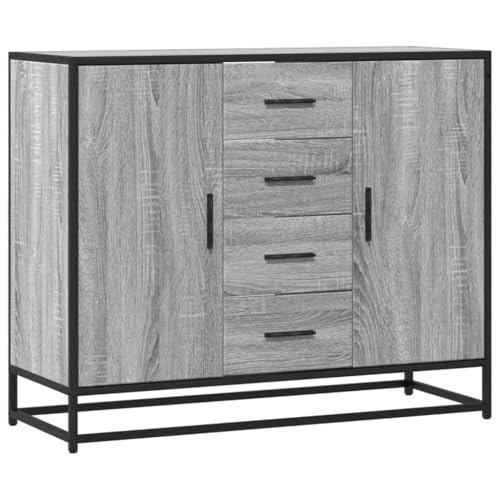 HETFTJN Landhausstil Möbel Vitrinenschrank Flur Möbel Anrichte Küche - Sideboard Grau Sonoma 92x35x76 cm Holzwerkstoff für Bad Schlafzimmer Küche Outdoor HETFTJN Landhausstil Möbel Vitrinenschrank Flur Möbel Anrichte Küche - Sideboard Grau Sonoma 92x35x76 cm Holzwerkstoff für Bad Schlafzimmer Küche Outdoor von HETFTJN