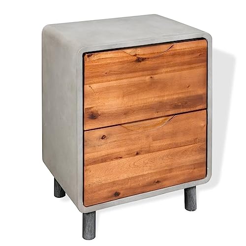 HETFTJN Nachttisch, Sideboard Zeitungsständer Mit Ablage Bartisch Beistelltisch Holz Geeignet für Eingangsbereich College-Schlafsaal Schlafzimmer Zuhause Beton Akazienholz Massiv 40 x 30 x 50 cm von HETFTJN