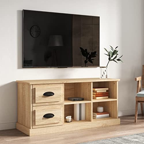 HETFTJN TV-Schrank, Tv Schrank Sideboard Holz Fernseher Tisch Modern Wohnzimmertisch Geeignet für Schlafzimmer Fernseher Den Flur Wohnzimmer Sonoma-Eiche 102x35,5x47,5 cm Holzwerkstoff von HETFTJN
