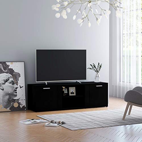 HETFTJN TV-Schrank, Tv Wandschrank Beistelltisch Fernseher Tisch Modern Sideboard Holz Geeignet für Kleine Räume Fernseher Wohnzimmer Den Flur Schwarz 120x34x37 cm Holzwerkstoff von HETFTJN