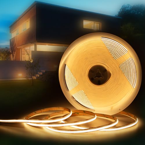 HEXIM COB LED Strip, 1-15 Meter LED Streifen, Auswahl: weiß/CCT/RGB, dimmbar 24V, IP20, 3000-6000K, Band 8mm breit, Leuchtband selbstklebend (11 Meter warmweiß) von HEXIM