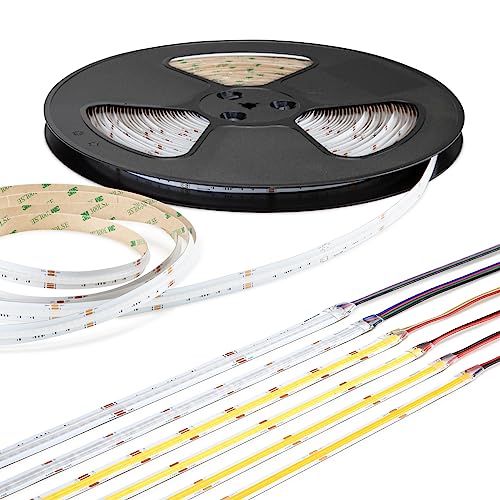 HEXIM COB LED Strip, 1-15 Meter LED Streifen, Auswahl: weiß/CCT/RGB, dimmbar 24V, IP20, 3000-6000K, Band 8mm breit, Leuchtstreifen selbstklebend (6,5 Meter kalt- & warmweiß) von HEXIM