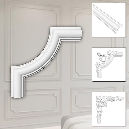 HEXIM Stuckverzierung aus HDPS/PU weiß - Stuckrahmen Wanddeko Bilderrahmen - HCR Wandleisten (2 Stück HCR501-1) Stuckleiste Segment Eckstück Eckleiste Beständig von HEXIM