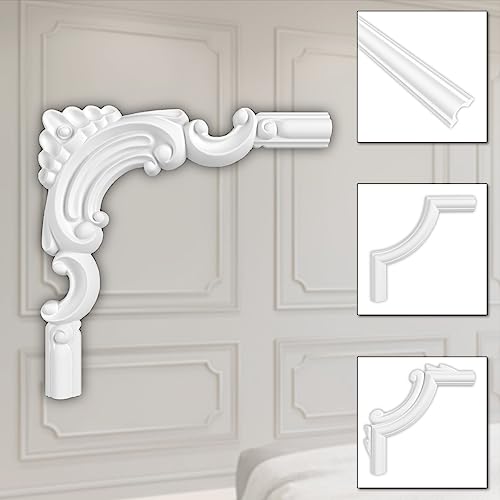 HEXIM Stuckverzierung aus HDPS/PU weiß - Stuckrahmen Wanddeko Bilderrahmen - HCR Wandleisten (2 Stück HCR516-3) Wandleiste Abschlussleiste Fries Stuckleiste Renovierung HDPS von HEXIM