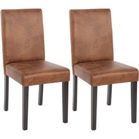 2er-Set Esszimmerstuhl Stuhl Küchenstuhl Littau Textil, Wildlederimitat, dunkle Beine - brown von HHG