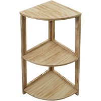 HHG - Eckregal 395, Regal Standregal Wohnregal, 3 Ablagen, 80x37x37cm mdf aus Paulownia MVG-zertifiziert naturbraun - brown von HHG