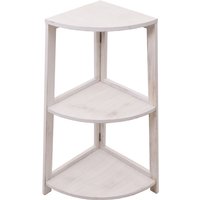 HHG - Eckregal 395, Regal Standregal Wohnregal, 3 Ablagen, 80x37x37cm mdf aus Paulownia MVG-zertifiziert shabby weiß - white von HHG