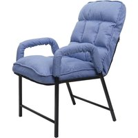 Esszimmerstuhl HHG 127, Stuhl Polsterstuhl, 160kg belastbar Rückenlehne verstellbar Metall Stoff/Textil blau - blue von HHG
