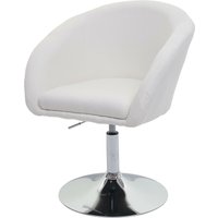 Esszimmerstuhl HHG 247, Küchenstuhl Stuhl Drehstuhl Loungesessel, drehbar höhenverstellbar Stoff/Textil creme-weiß - white von HHG
