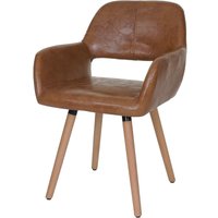 Esszimmerstuhl HHG 428 ii, Stuhl Küchenstuhl, Retro 50er Jahre Design Kunstleder, Wildlederimitat - brown von HHG