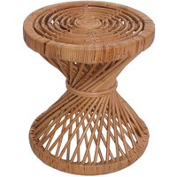 Beistelltisch HHG 089, Blumentisch Rattantisch Kaffeetisch, rund 43x38x38cm, Kubu-Rattan natur - brown von HHG