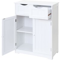 Kommode HHG 596, Schubladenschrank Schrank, 2 Schubladen und 2 Türen 80x70x35cm weiß - white von HHG