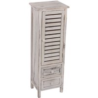 HHG - Kommode Schrank, 90x30x25cm, Shabby-Look, Vintage weiß - white von HHG