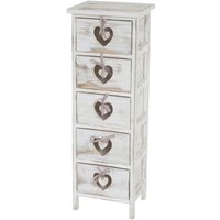 Kommode Sues, Schubladenkommode Schrank, 5 Schubladen mit Herzen 86x29x25cm, Shabby-Look, Vintage - white von HHG