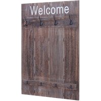 Wandgarderobe HHG 921 Welcome, Garderobe Garderobenpaneel, Shabby-Look Vintage, 91x60cm braun, shabby - brown von HHG