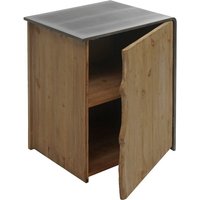 Neuwertig] Beistelltisch HHG 598, Kommode Nachttisch Schrank, Industrial Massiv-Holz mvg 60x50x40cm, natur mit Metall-Optik - brown von HHG