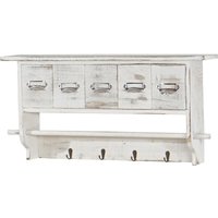 Neuwertig] Garderobe HHG 355, Wandgarderobe Wandregal, Vintage mit 5 Schubladen 32x65x13cm Shabby Look, weiß - white von HHG