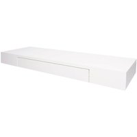 HHG - neuwertig] Wandregal 922, Schweberegal Wandboard Hängeregal Regal, Schublade Massiv-Holz 8x80x25cm weiß - white von HHG