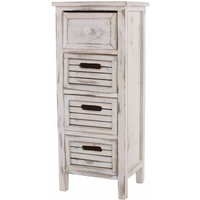 Kommode H18, Schubladenschrank Schrank, 4 Schubladen, 74x30x25cm Shabby-Look Vintage weiß - white von HHG