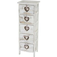 [NEUWERTIG] Kommode Sues, Schubladenkommode Schrank, 5 Schubladen mit Herzen 86x29x25cm, Shabby-Look, Vintage - white von HHG