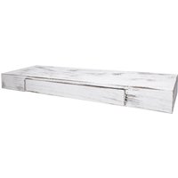 HHG - neuwertig] Wandregal 922, Schweberegal Wandboard Hängeregal Regal, Schublade Massiv-Holz 8x80x25cm weiß, shabby - white von HHG