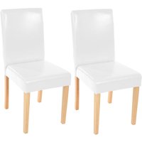 Neuwertig] 2er-Set Esszimmerstuhl Stuhl Küchenstuhl Littau Kunstleder, weiß, helle Beine - white von HHG
