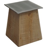 HHG - neuwertig] Hocker 176, Sitzhocker Holzhocker, Industrial Massiv-Holz MVG-zertifiziert, natur mit Metall-Optik - multicolour von HHG