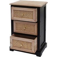 Neuwertig] Kommode HHG 674, Schubladenschrank Schrank, Holz Rattan 63x40x28cm schwarz, naturfarben - black von HHG