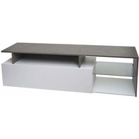 Neuwertig] TV-Rack HHG 639, Lowboard Fernsehtisch Sideboard TV-Schrank Kommode, Holz 47x170x40cm Staufach, Beton-Optik weiß - white von HHG