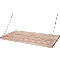 Neuwertig] Wandtisch HHG 304, Wandklapptisch Wandregal Tisch mit Tafel, klappbar Massiv-Holz 100x50cm - brown von HHG