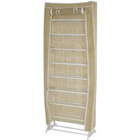 Schuhschrank Campingschrank Faltschrank Stoff 140x52x18cm creme - beige von HHG