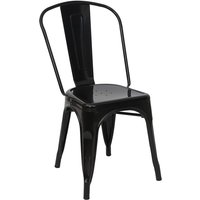 HHG - Stuhl 901, Bistrostuhl Stapelstuhl, Metall Industriedesign stapelbar schwarz - black von HHG