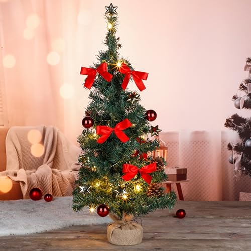 Haushalt International HI Künstlicher Weihnachtsbaum 75 cm Tannenbaum Christbaum Dekobaum beleuchtet und dekoriert von Haushalt International