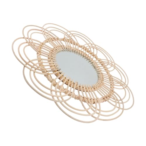 HIAKDOFT Rattan Wandspiegel Handgefertigt Delikater Schminkspiegel Natürliche Khaki Farbe Minimalistisches Wanddekor Für Wohnzimmer Schlafzimmer Badezimmer HIAKDOFT Rattan Wandspiegel Handgefertigt Delikater Schminkspiegel Natürliche Khaki Farbe Minimalistisches Wanddekor Für Wohnzimmer Schlafzimmer Badezimmer von HIAKDOFT