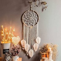 Hiasdfls - Makramee-Traumfänger, große gewebte Feder, Wandbehang, Quaste, Dekoration, Boho-Traumfänger, handgefertigte Dekoration, Ornament, von HIASDFLS