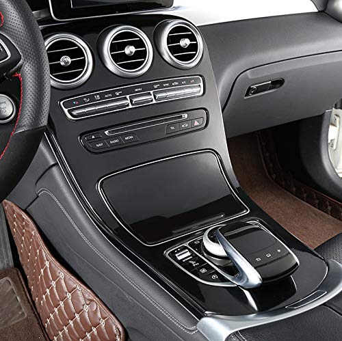 HIGH FLYING für GLC X253 2015-2019 Interieur Mittelkonsole Dekor ABS Kunststoff 2 Stück (Schwarz glänzend) von HIGH FLYING